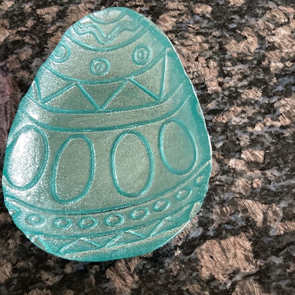 AKCAM TURKISH EASTER EGG GLITTER GLASS PLATE SET OF 4 - Picture 3 of 6